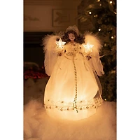 Ivory Cloth African 10-Light Angel Tree Topper