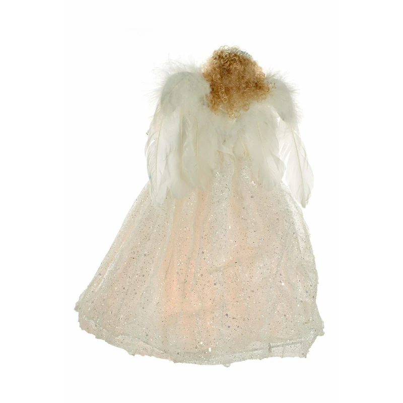 White/Silver Cloth Contemporary 10-Light Angel Tree Topper