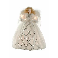 White/Silver Cloth Contemporary 10-Light Angel Tree Topper