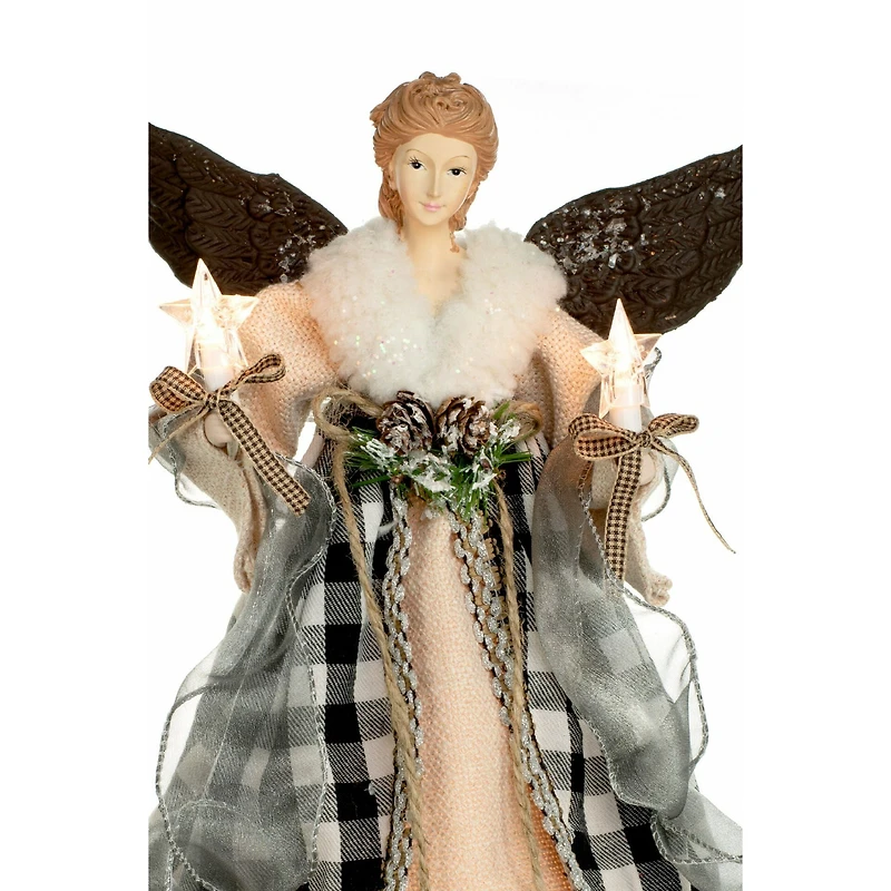 Cream Rattan Rustic 10-Light Angel Tree Topper