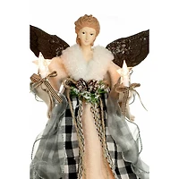 Cream Rattan Rustic 10-Light Angel Tree Topper