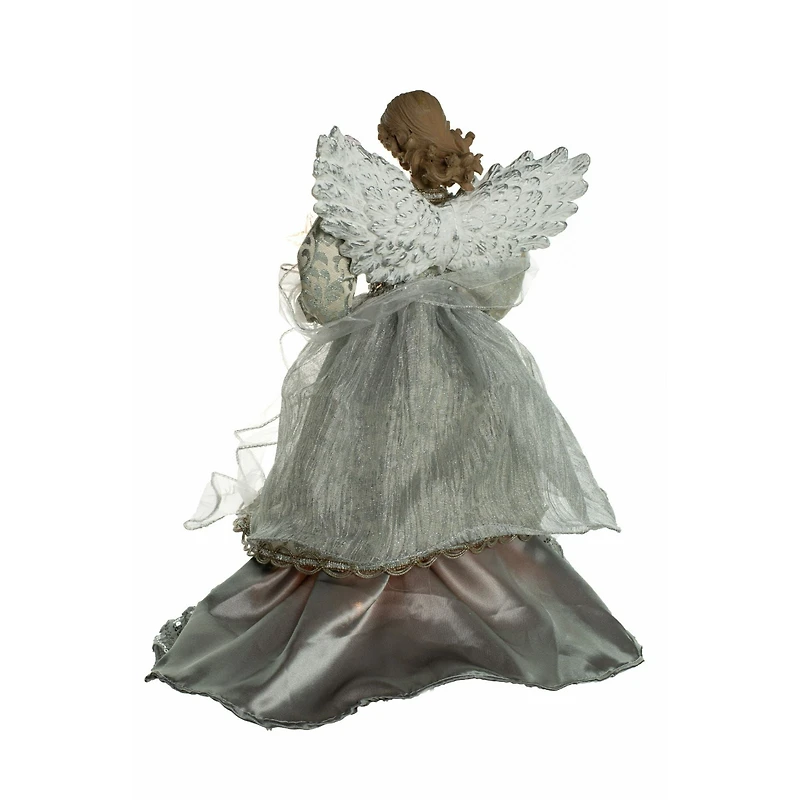 Silver Cloth Contemporary 10-Light Angel Tree Topper with Wings