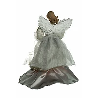 Silver Cloth Contemporary 10-Light Angel Tree Topper with Wings
