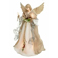 Brown and White Rattan 10-Light Angel Tree Topper