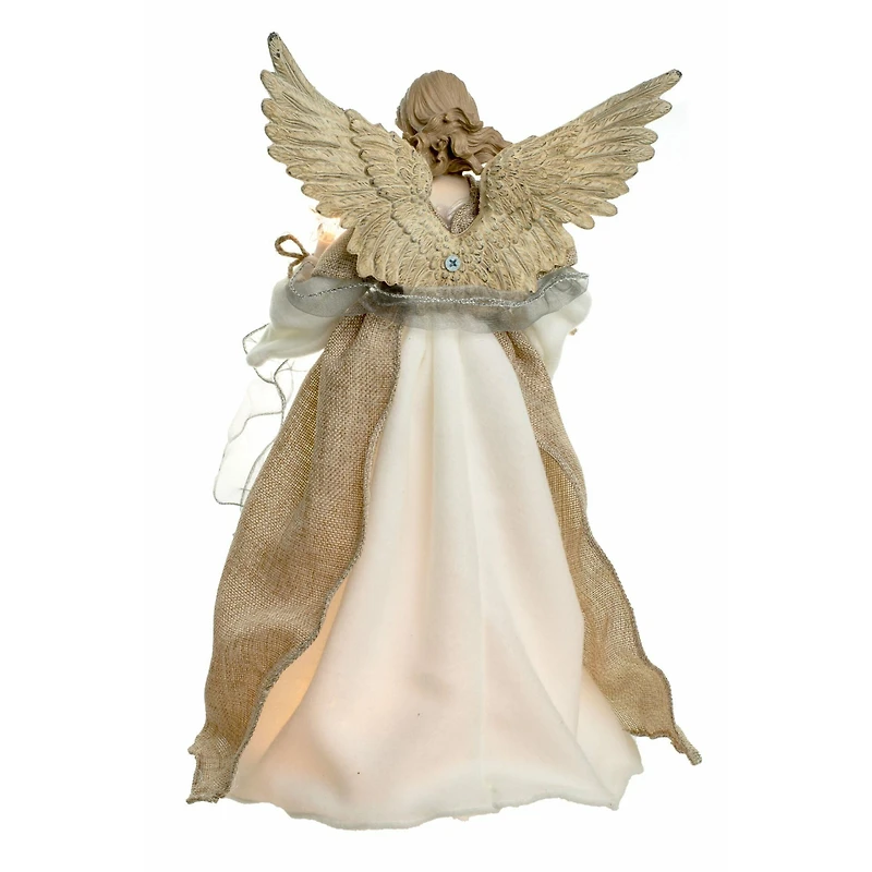 Brown and White Rattan 10-Light Angel Tree Topper