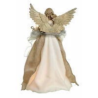 Brown and White Rattan 10-Light Angel Tree Topper