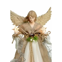 Brown and White Rattan 10-Light Angel Tree Topper