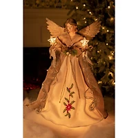 Brown and White Rattan 10-Light Angel Tree Topper