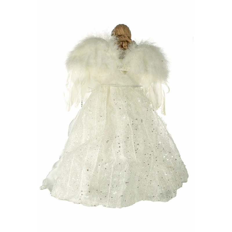 White and Silver Cloth Modern 10-Light Angel Tree Topper