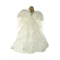White and Silver Cloth Modern 10-Light Angel Tree Topper