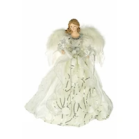 White and Silver Cloth Modern 10-Light Angel Tree Topper