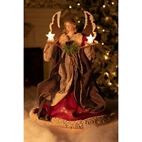 Burgundy Rattan 10-Light Angel Tree Topper