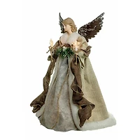 Taupe and grey Rattan Modern 10-Light Angel Tree Topper Holly Belt