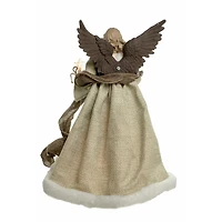 Taupe and grey Rattan Modern 10-Light Angel Tree Topper Holly Belt