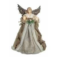 Taupe and grey Rattan Modern 10-Light Angel Tree Topper Holly Belt