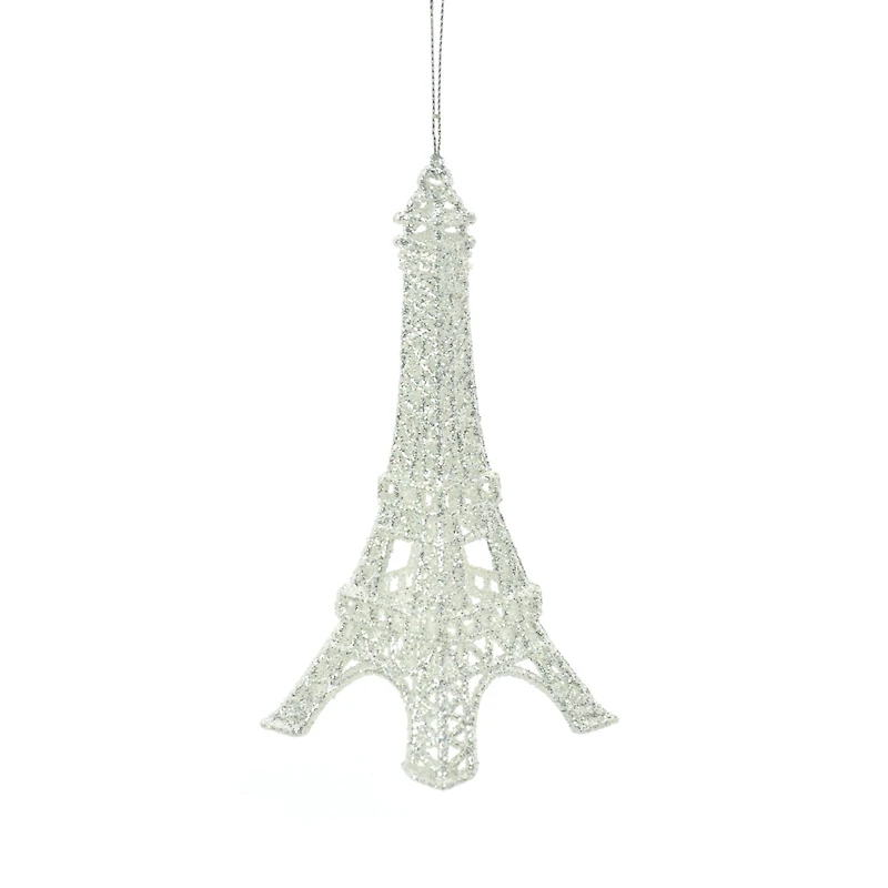 Hanging Silver Eiffel Tower Ornament, Pack of 8