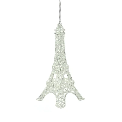 Hanging Silver Eiffel Tower Ornament, Pack of 8