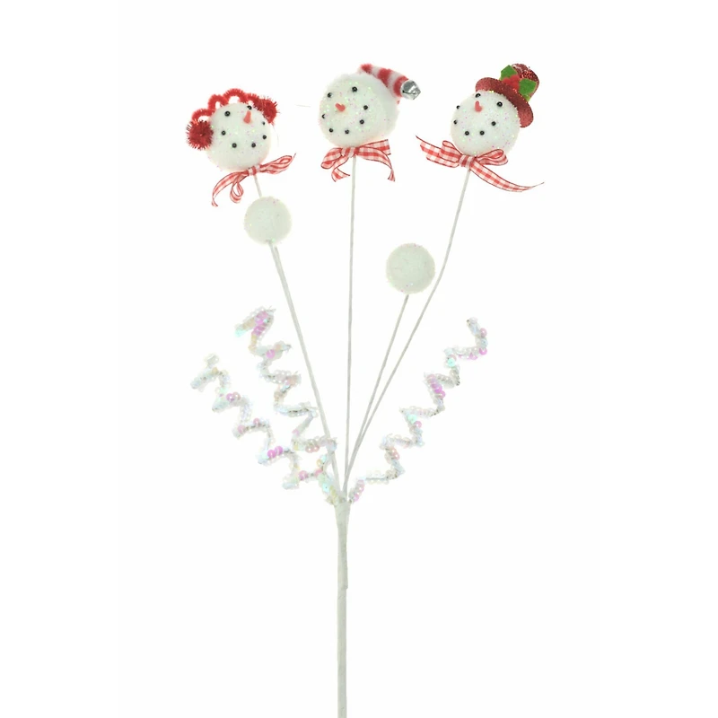 White Snowman Trio Tree Pick, Pack of 3