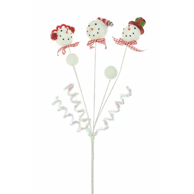 White Snowman Trio Tree Pick, Pack of 3