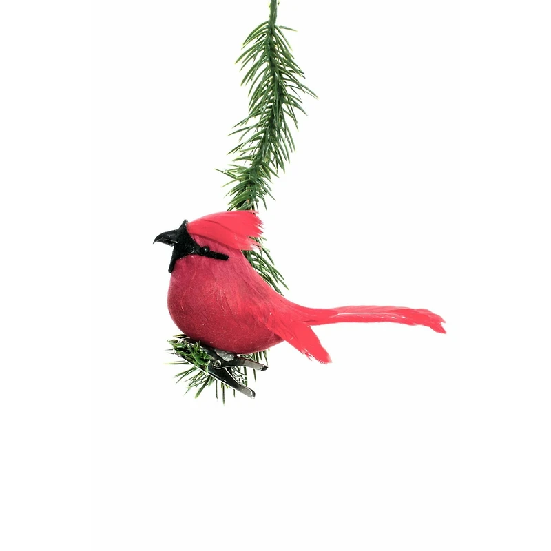Clip-On Red Feathered Cardinal Ornaments, Pack of 12