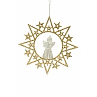 Gold and Silver Star Wreath Ornament Angel, Pack of 6