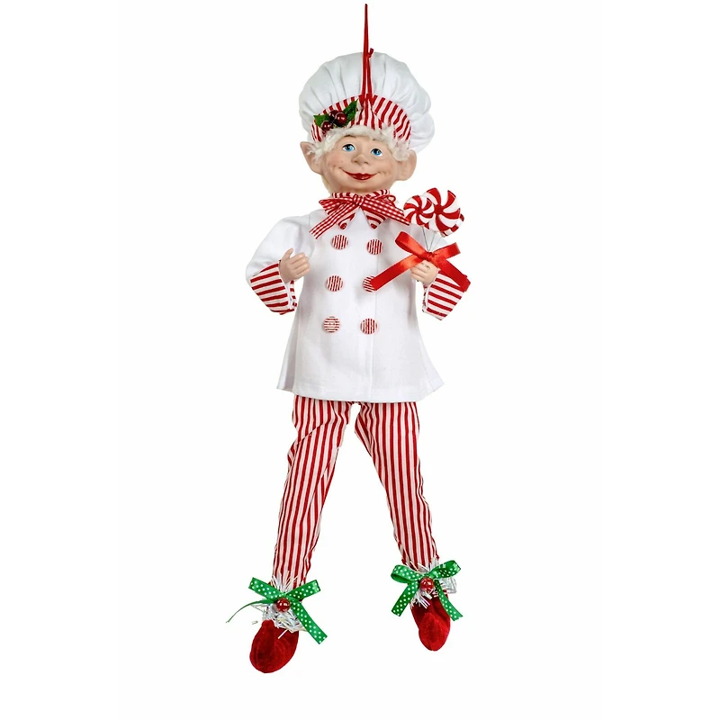 Hangable Red and White Cloth Candy Elf Figurine Adjustable Legs