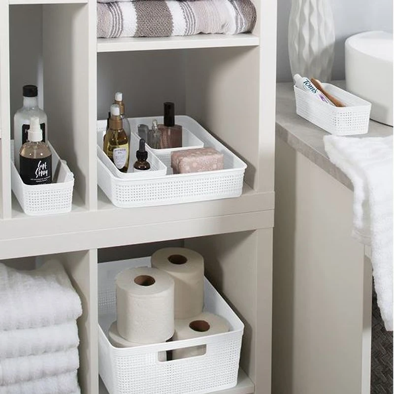 Ensemble de paniers de rangement en plastique tressé 6 pièces