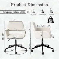 Adjustable Swivel Office Chair with Armrests in Beige Chenille Fabric by Maison Classique