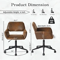 Adjustable Brown Suede Swivel Office Chair with Armrests by Maison Classique