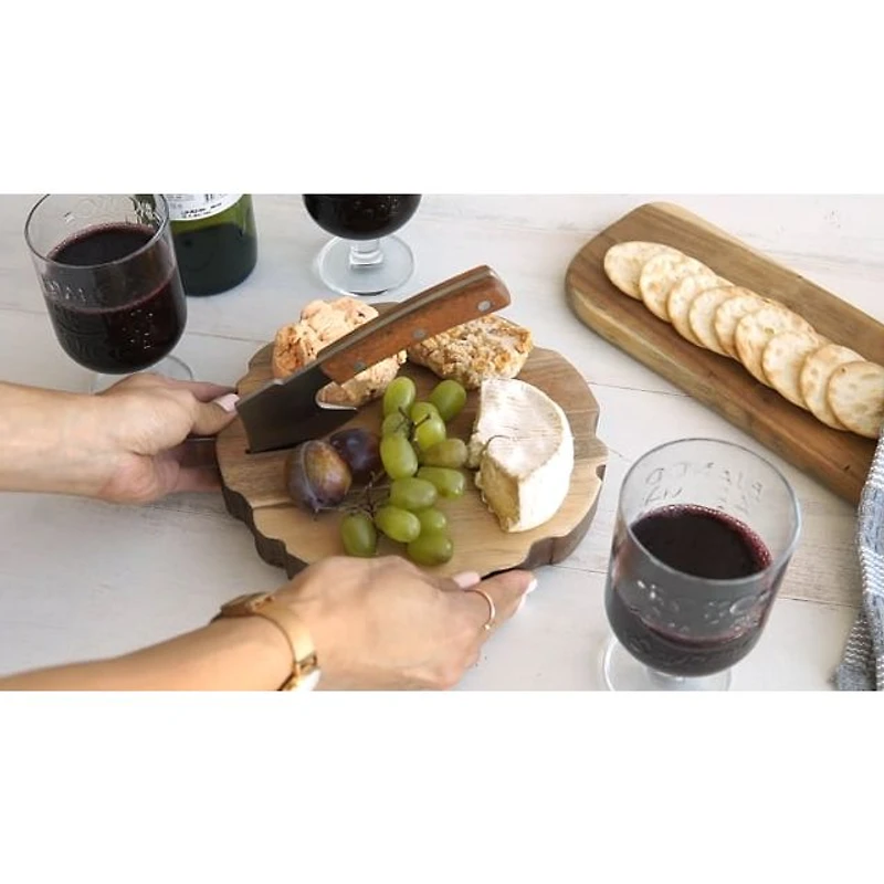 Plateau à fromage et hachoir en bois