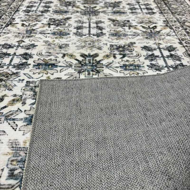 Tapis Brio Lavable - Gris et blanc