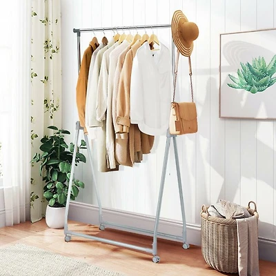 Extendable Foldable Heavy Duty Clothing Rack, Hanging Rod