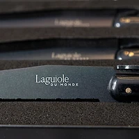 Set of 4 Black on Black Laguiole Du Monde Designer Steak Knives