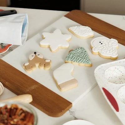 JS Gourmet Wood and Marble Serving Board