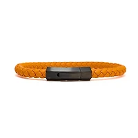 Luenzo Orange Genuine Leather Single Wrap Bracelet