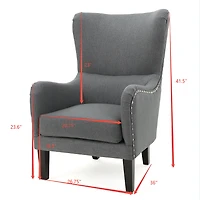 Fauteuil à dossier haut clouté – gris