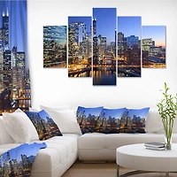 Chicago River with Bridges at Sunset Canvas Wall Art