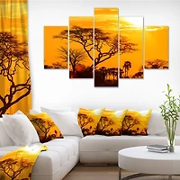 Orange Glow of African Sunset Canvas Wall Art Panels