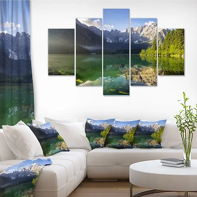 Green Mountain Lake the Alps Canvas Wall Art Panels