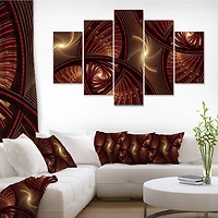 Brown Symmetrical Fractal Pattern Canvas Wall Art