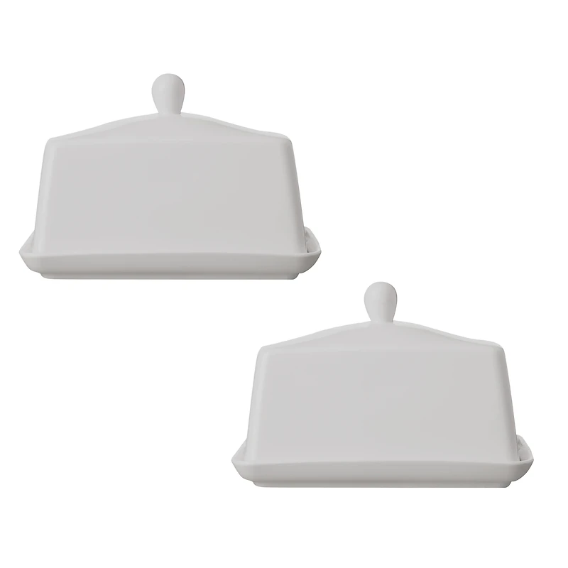 Maxwell & Williams ensemble de 2 beurriers avec couvercle « White Basics »