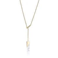 ELLE 18K Gold Plated Sterling Silver Genuine Howlite Lariat Bar Necklace