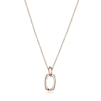 ELLE Rose Gold Plated Sterling Silver Square Oval Pendant Necklace