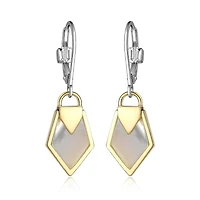 Boucles d'oreilles ELLE « Lock » en argent sterling plaqué or 18 carats et nacre véritable à 2 tons