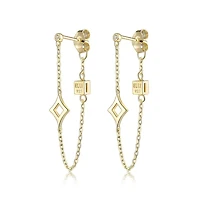 ELLE 18K Gold Plated Sterling Silver & Cubic Zirconia Front & Back Star Chain Earrings