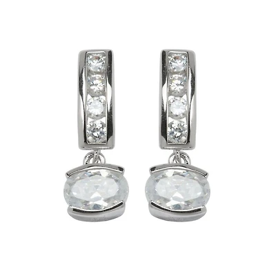 ELLE Sterling Silver & Cubic Zirconia Oval Drop Earrings