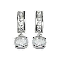 ELLE Sterling Silver & Cubic Zirconia Oval Drop Earrings