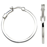 ELLE Sterling Silver 28mm Polished Square Tube Hoop Earrings