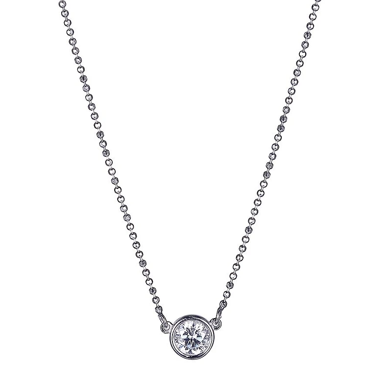 Collier solitaire rond « Reign » en argent sterling et zircone cubique