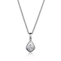 ELLE Sterling Silver & Cubic Zirconia  Cushion Pendant Necklace
